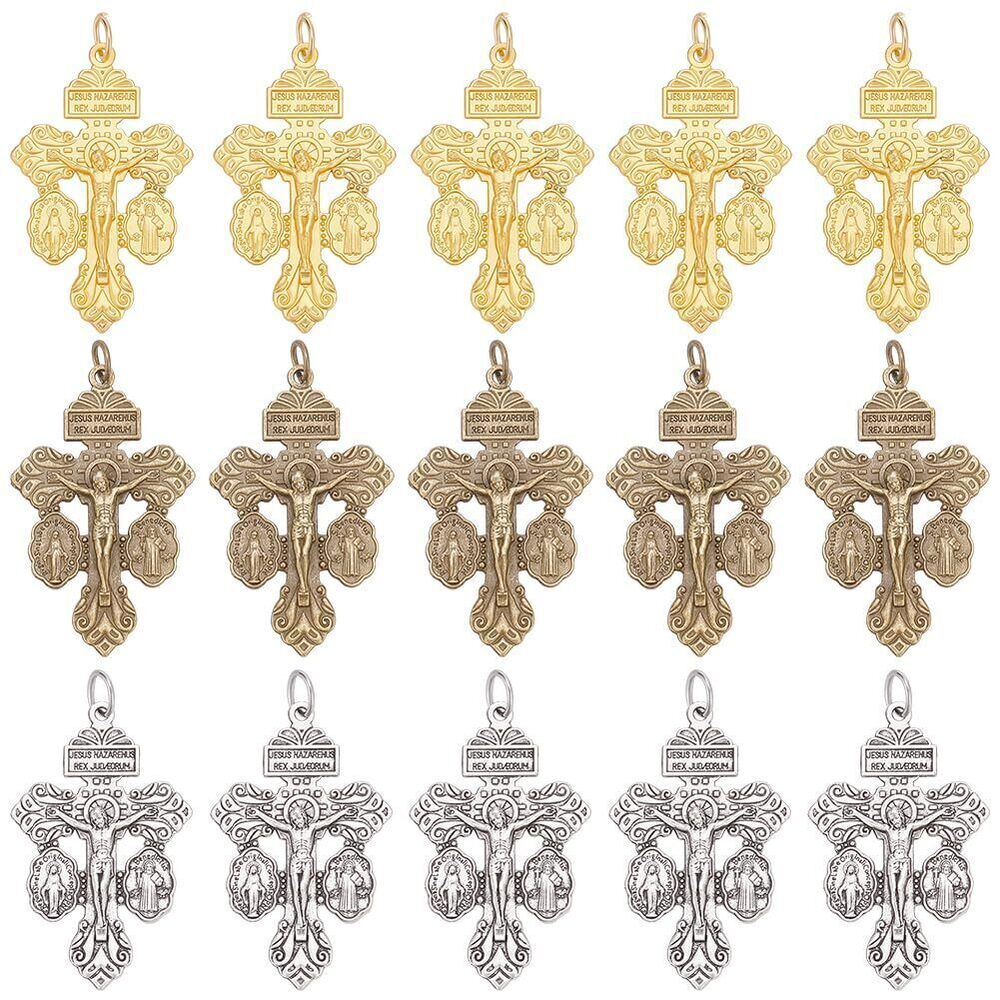 6263 15 PCS Crucifix Charms Alloy Cross Charms Vintage Church Crucifix